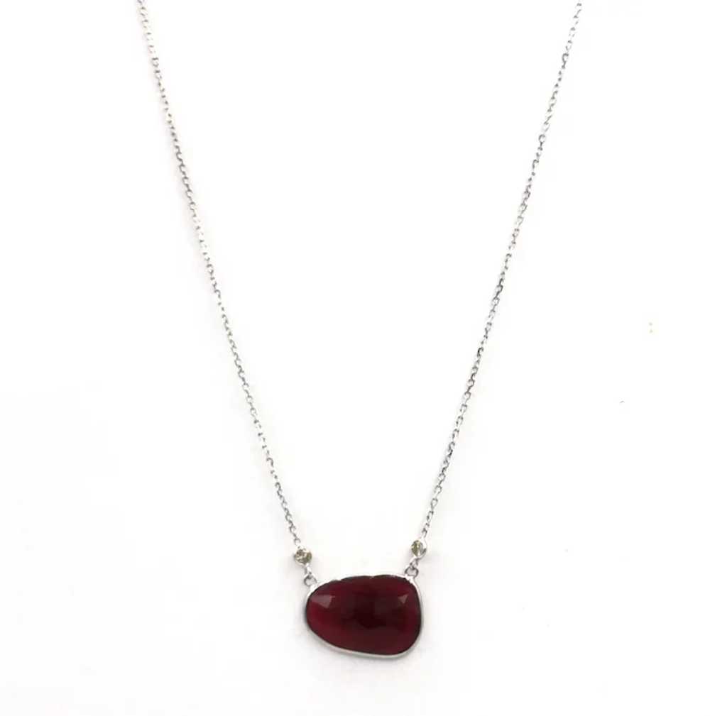 Rose Cut Rubellite Pink Tourmaline Diamond Neckla… - image 3