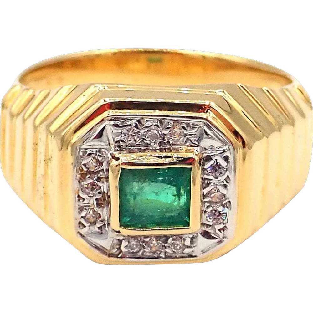 Colombian Emerald and Diamond 18KT Yellow Gold Me… - image 1