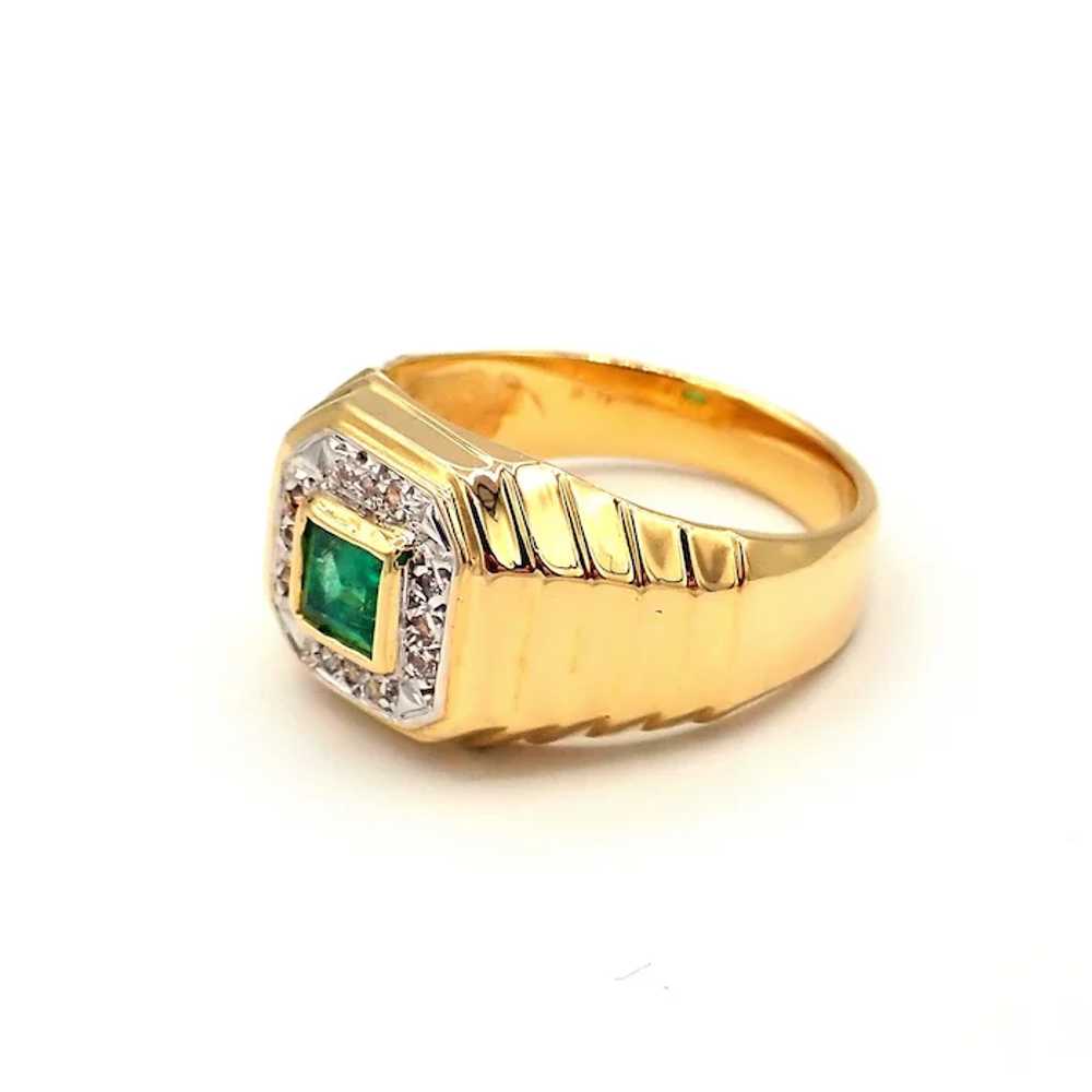 Colombian Emerald and Diamond 18KT Yellow Gold Me… - image 2