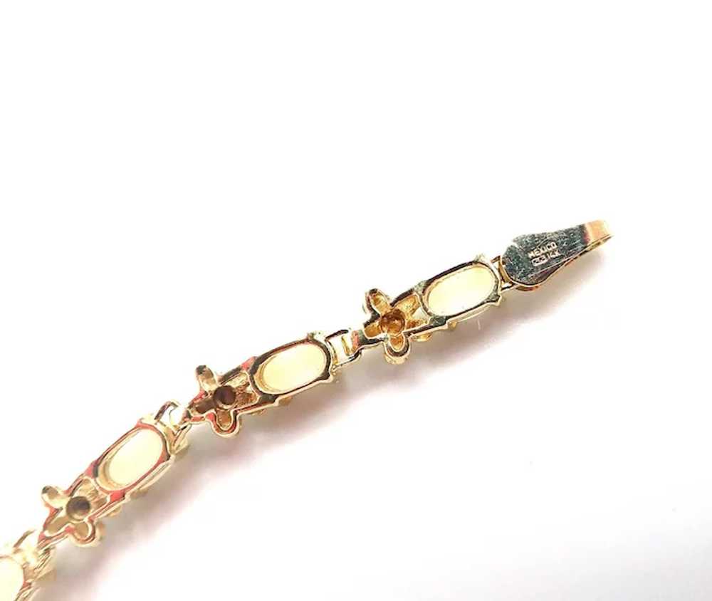 3CT Australian Opal flower 14KT Yellow Gold Brace… - image 4