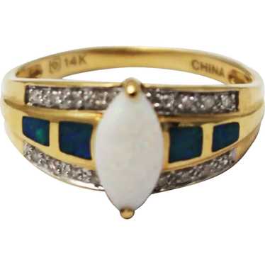2CT Most Beautiful Natural Opal Diamond Ring 14KT… - image 1
