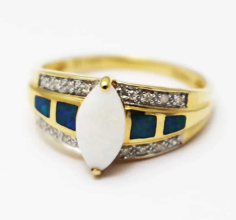 2CT Most Beautiful Natural Opal Diamond Ring 14KT… - image 2