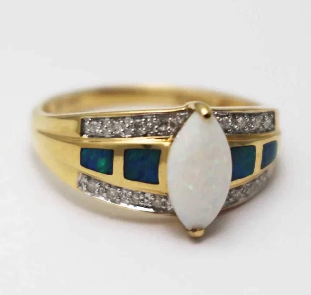 2CT Most Beautiful Natural Opal Diamond Ring 14KT… - image 3