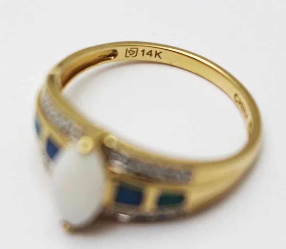 2CT Most Beautiful Natural Opal Diamond Ring 14KT… - image 4