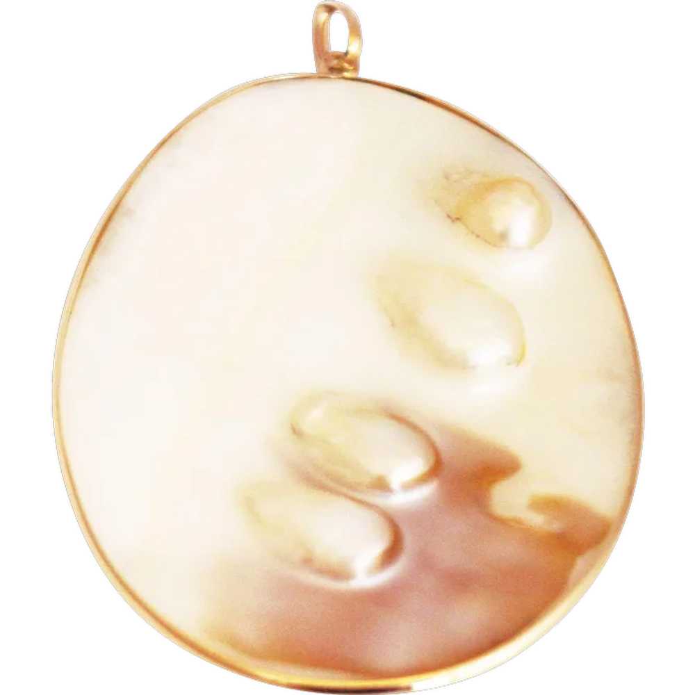 Cultured Blister Pearl Pendant 14KT Gold - image 1