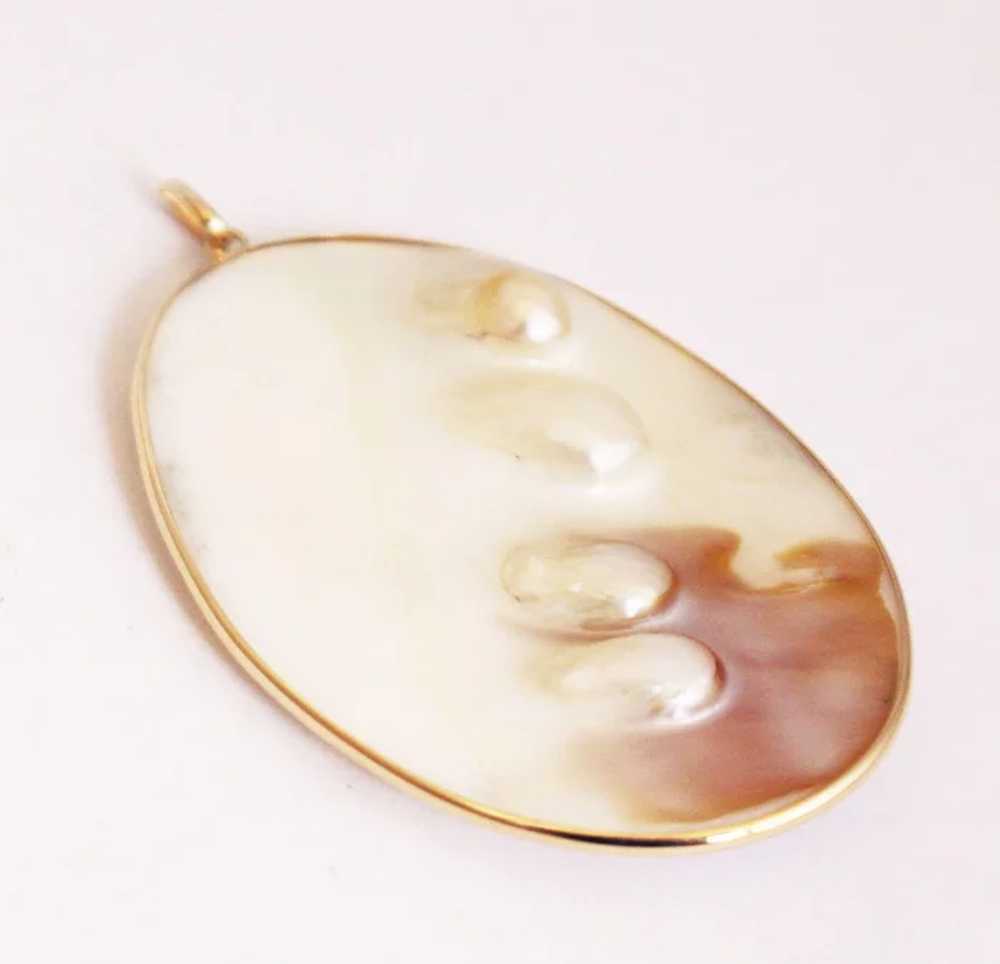 Cultured Blister Pearl Pendant 14KT Gold - image 2