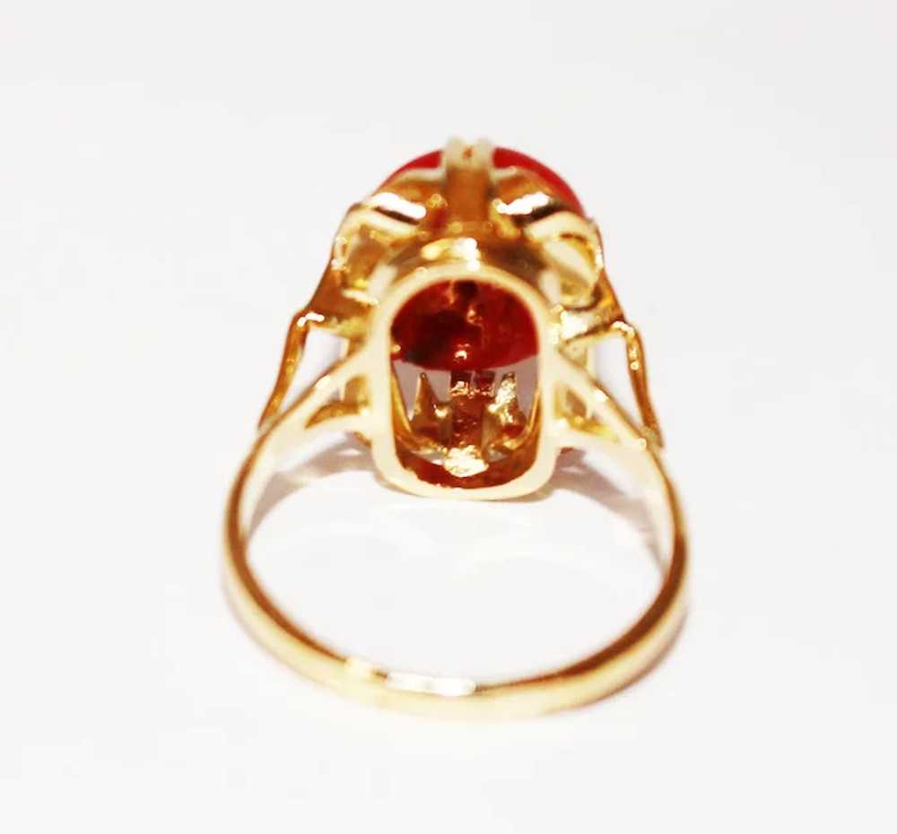 Natural Italian Red Coral Ring in 18KT Gold - image 4