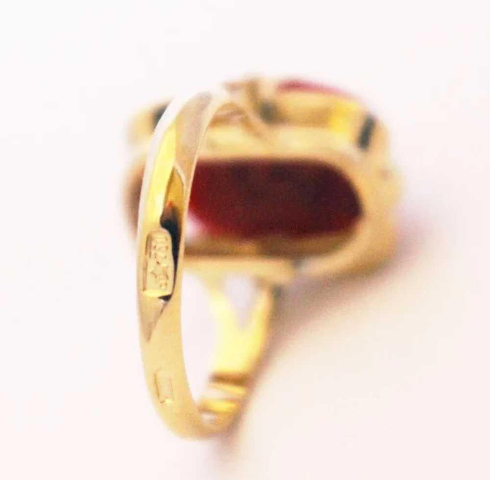 Natural Italian Red Coral Ring in 18KT Gold - image 5