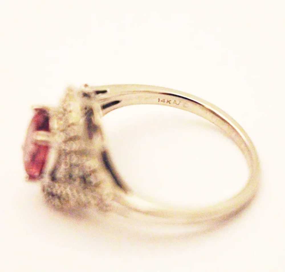 Pink Tourmaline and Diamond Ring in 14KT White Go… - image 5