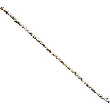 10K Gold Link Bracelet with Sapphires - image 1
