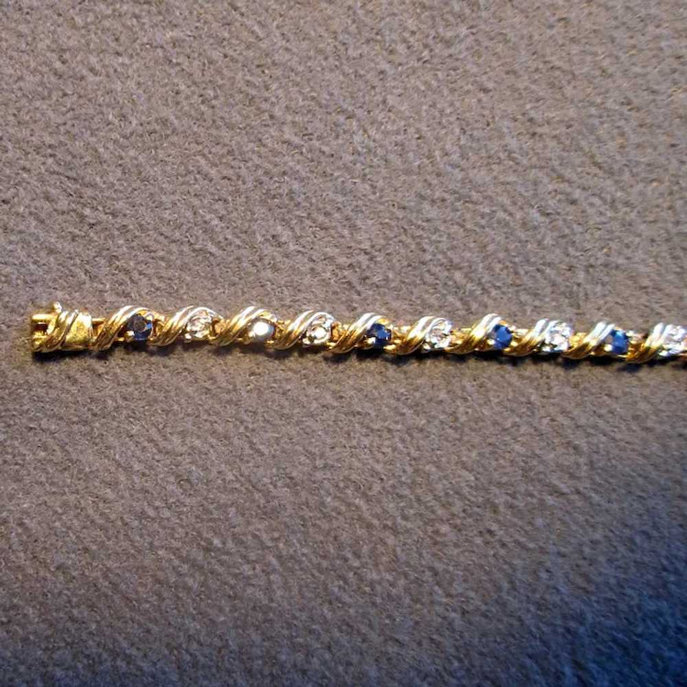10K Gold Link Bracelet with Sapphires - image 3