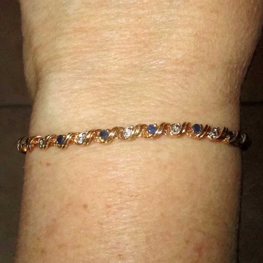 10K Gold Link Bracelet with Sapphires - image 6