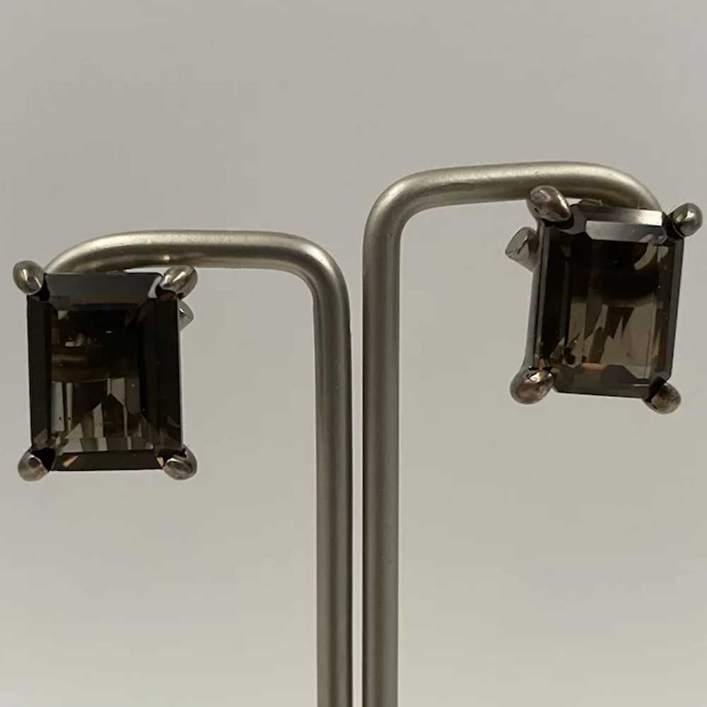 Stephen Dweck Sterling and Smoky Quartz Clip-on E… - image 2