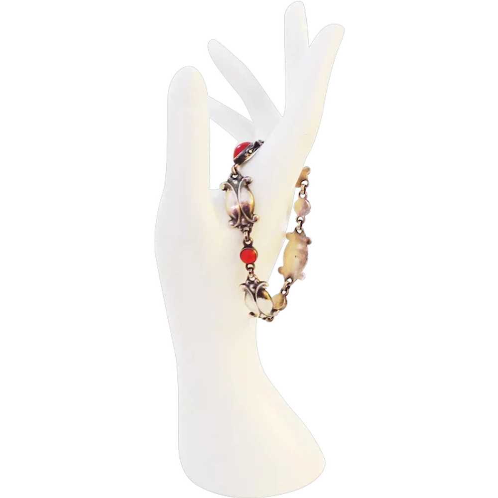 Georg Jensen Coral and Sterling Bracelet #11 - image 1