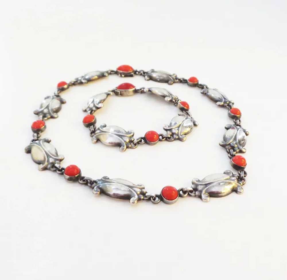 Georg Jensen Coral and Sterling Bracelet #11 - image 9