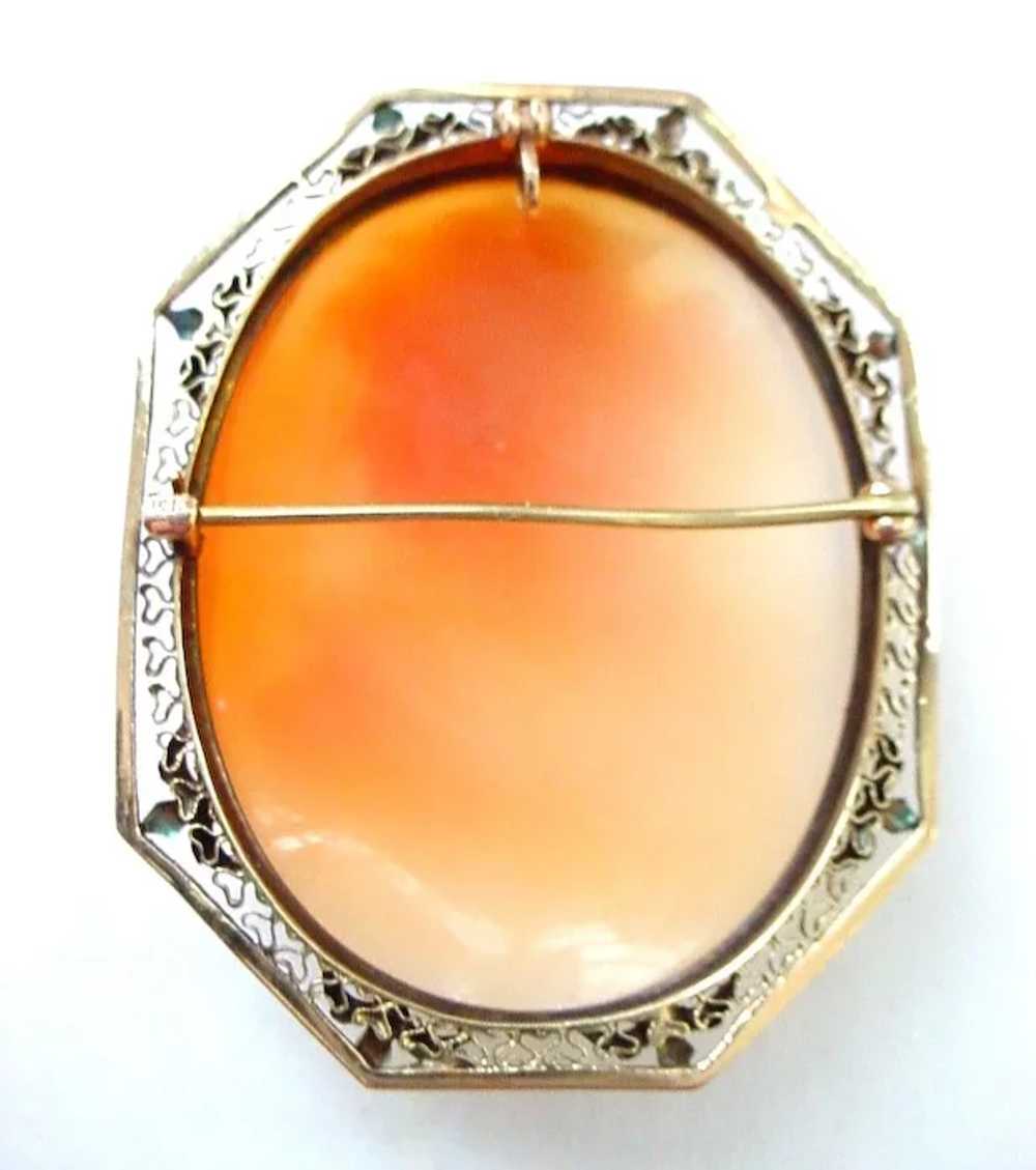 Large and Beautiful 14K Filigree Antique Cameo Pi… - image 3