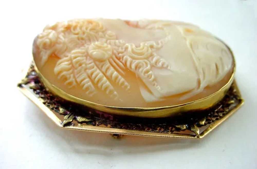 Large and Beautiful 14K Filigree Antique Cameo Pi… - image 9