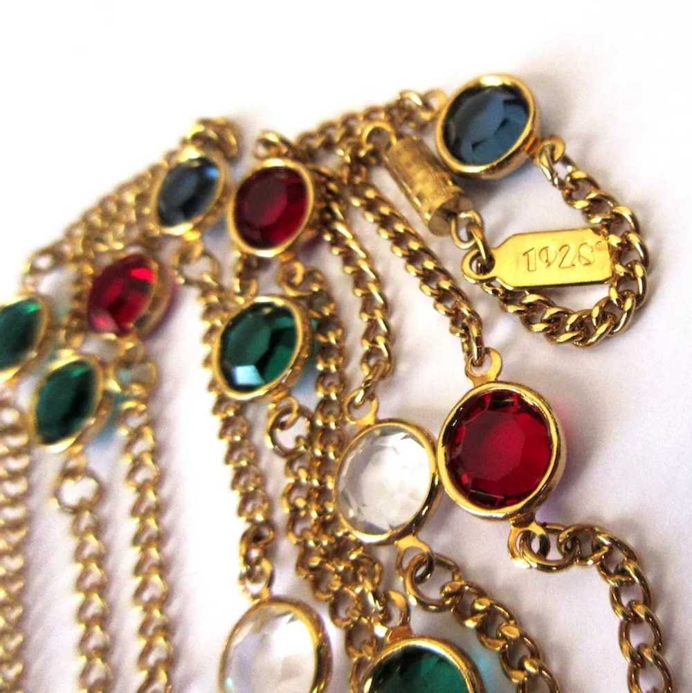 Crystal Station Necklace, Vintage 80's, Gold Tone… - image 2