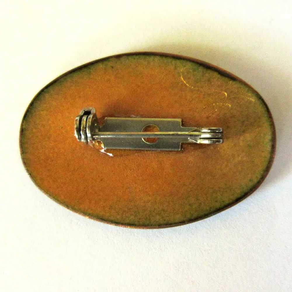 Enamel Pin, Vintage Floral on Copper, 70's - image 2
