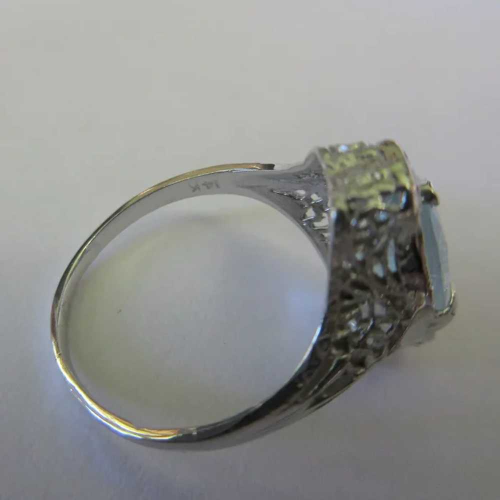 14K Filigree Ring, Sky Blue Topaz, 20's Art Deco - image 5