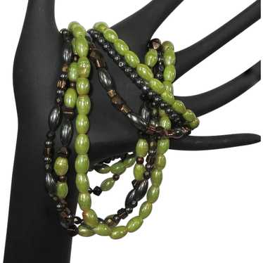 Vintage Necklace & Bracelet Set, 3 Strand Iridesc… - image 1