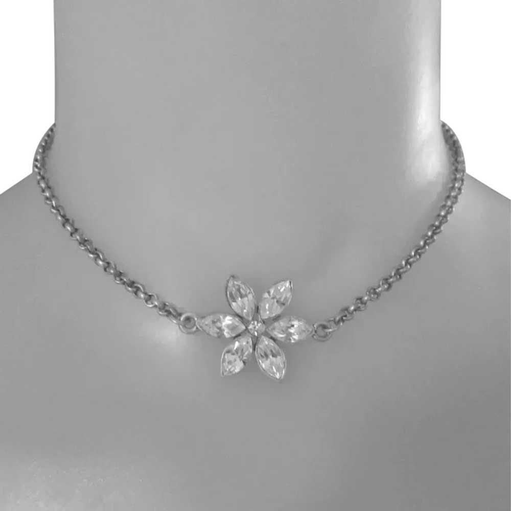 Vintage Rhinestone Necklace, Daisy Choker, Signed… - image 1