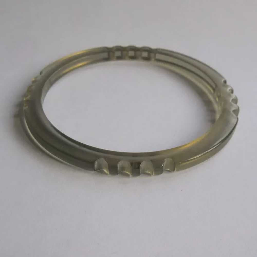 Vintage Lucite Bangle Bracelet, 60’s Clear Gray, … - image 4