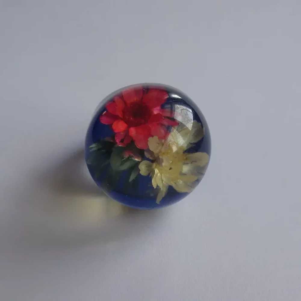 Lucite Bubble Ring, Straw Flowers, Vintage 1960's… - image 3