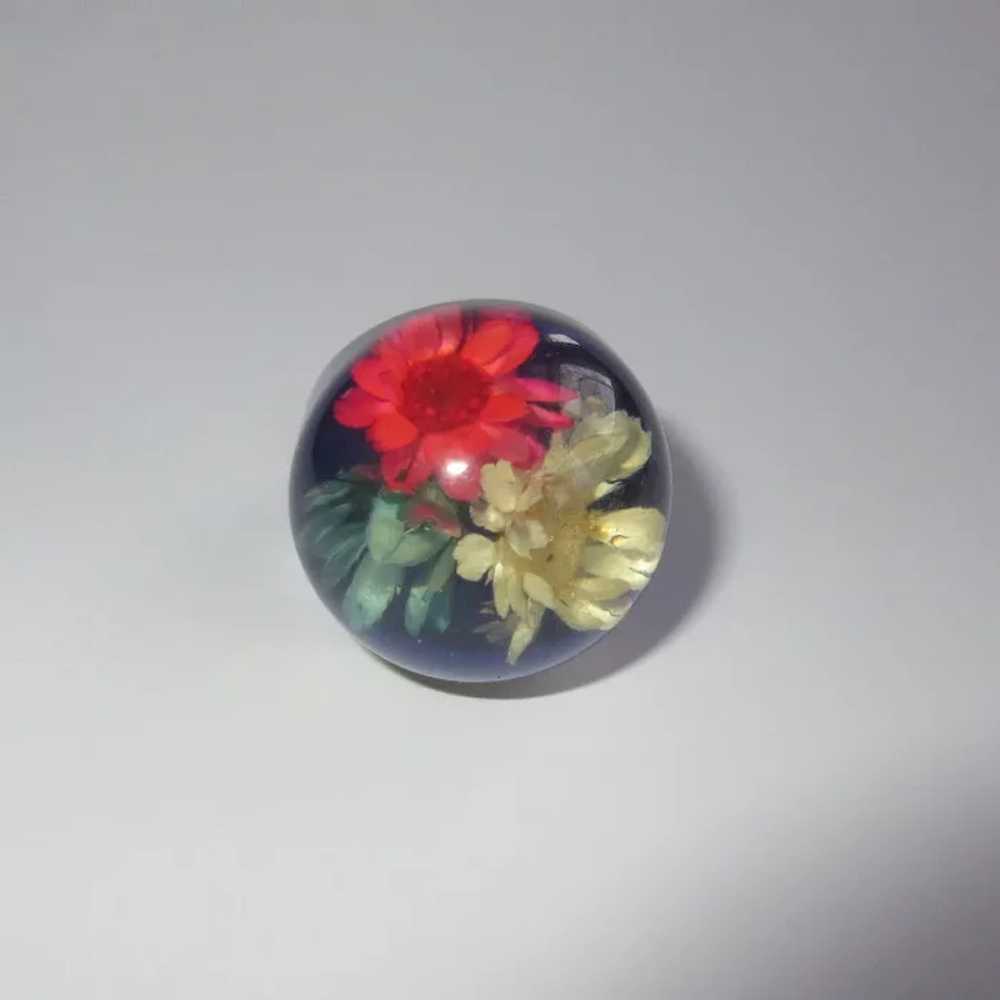 Lucite Bubble Ring, Straw Flowers, Vintage 1960's… - image 4
