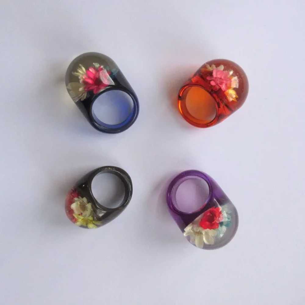 Lucite Bubble Ring, Straw Flowers, Vintage 1960's… - image 7