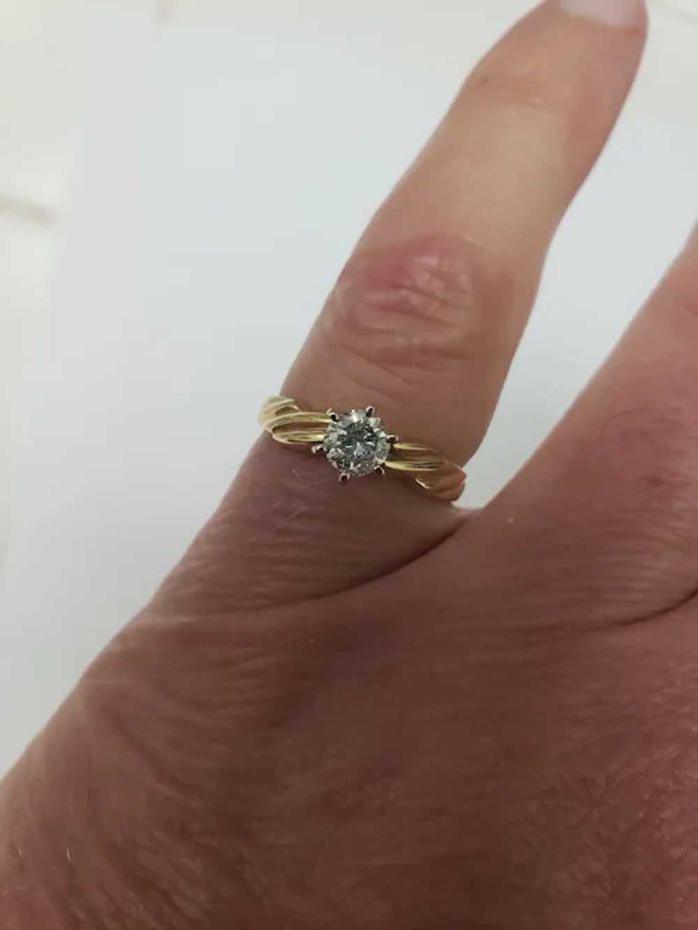 Estate 14k Yellow Gold Engagment Solitaire Brilli… - image 9