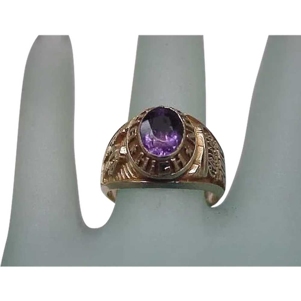 Beautiful Ladies 10k Yellow Gold Natural Amethyst… - image 1