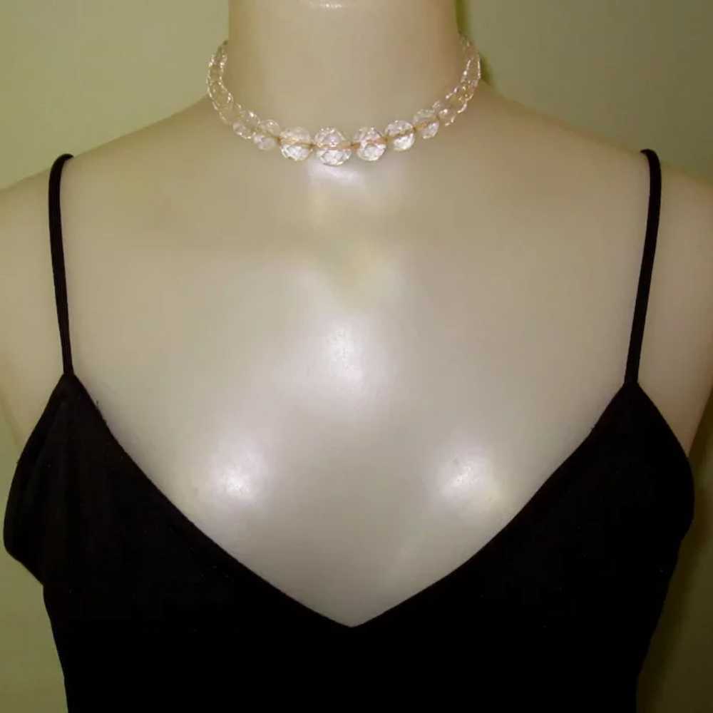 Rock Crystal Necklace, Art Deco Faceted Beads, 20… - image 3