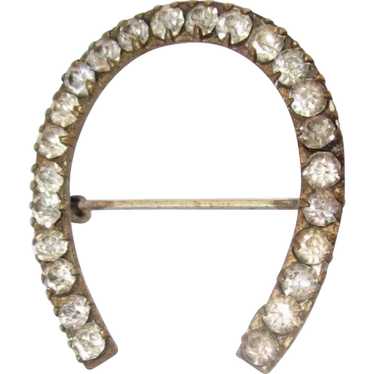 Victorian French Paste Brooch, Horseshoe Pin - image 1