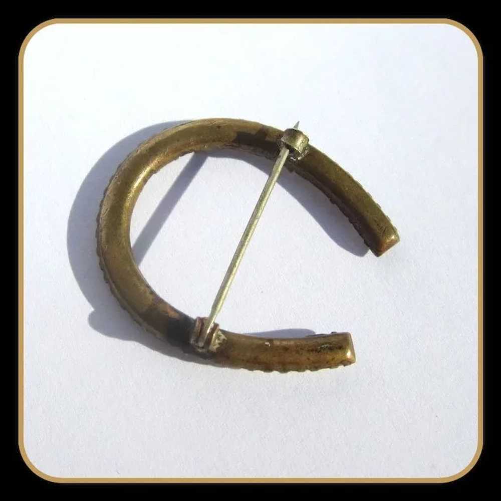 Victorian French Paste Brooch, Horseshoe Pin - image 2