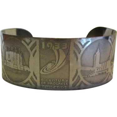 Chicago Worlds Fair Bracelet, 1933 Vintage Cuff