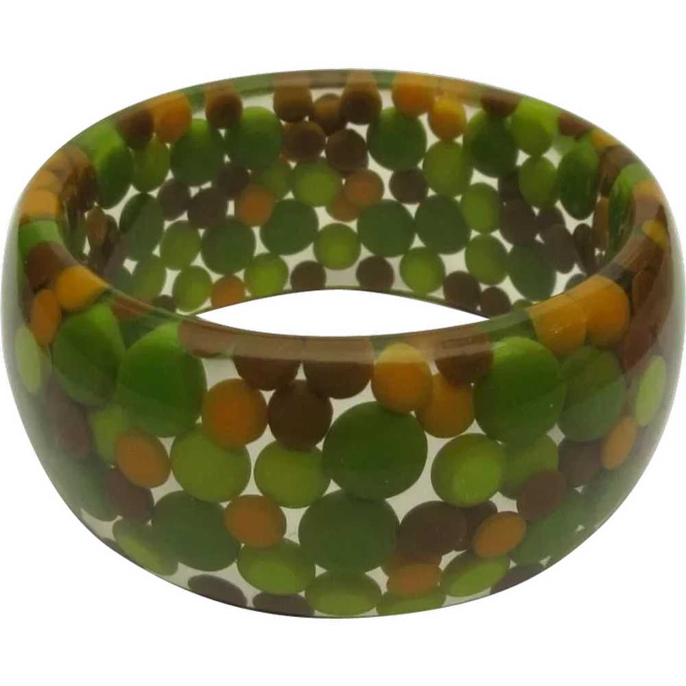 Lucite Dot Bracelet, 1960's Pill Bangle - image 1