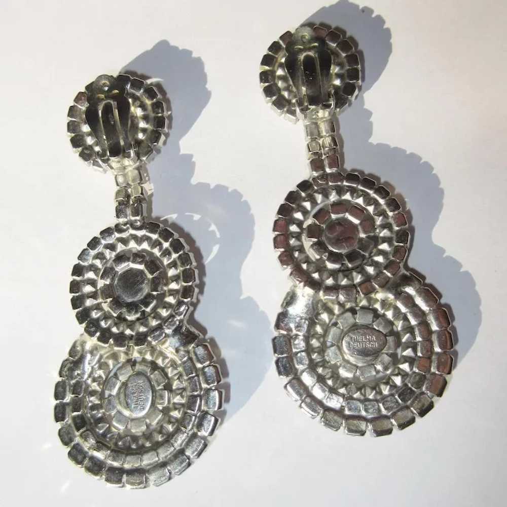 Vintage Rhinestone Earrings, 80's Designer, Thelm… - image 3