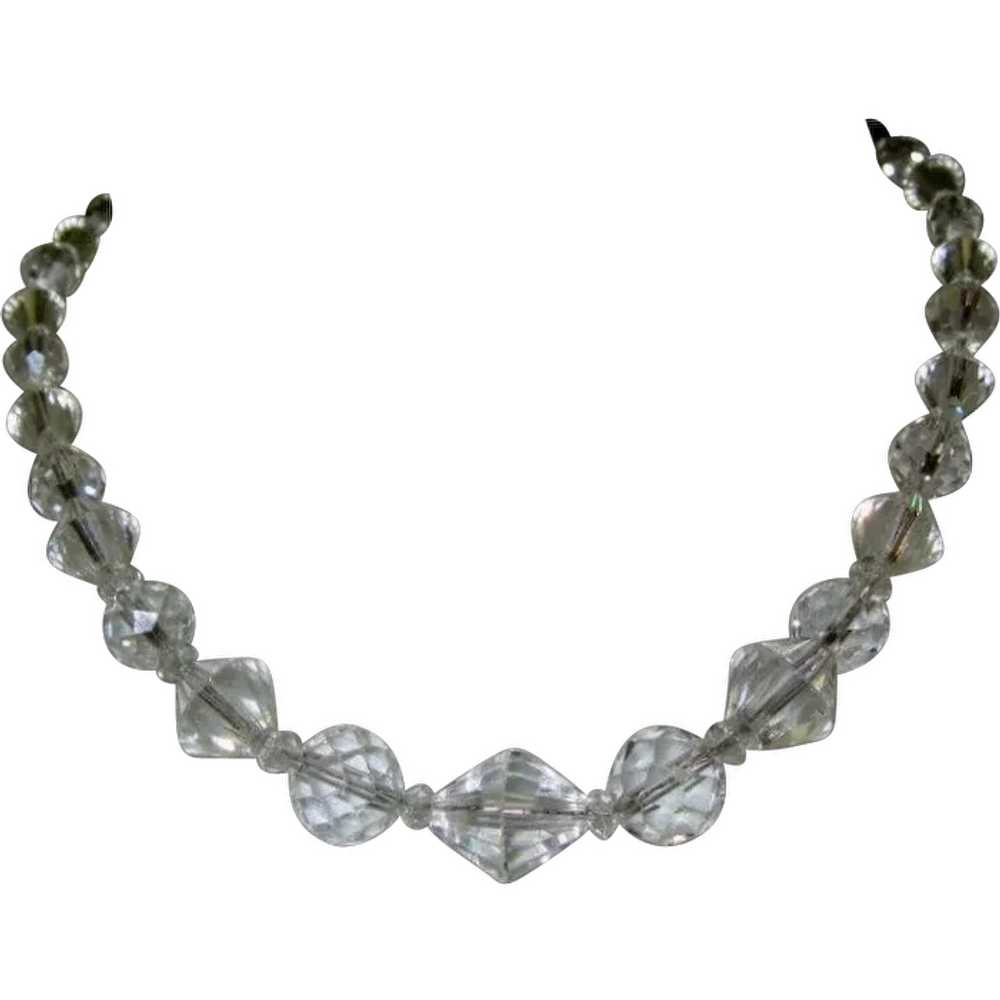 Art Deco Crystal Necklace, Vintage 1920's Faceted… - image 1