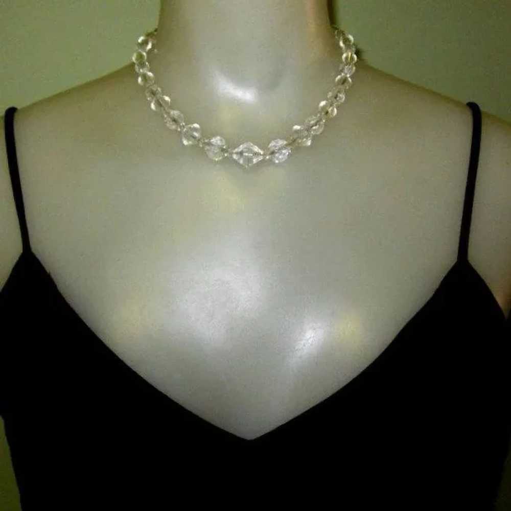 Art Deco Crystal Necklace, Vintage 1920's Faceted… - image 2
