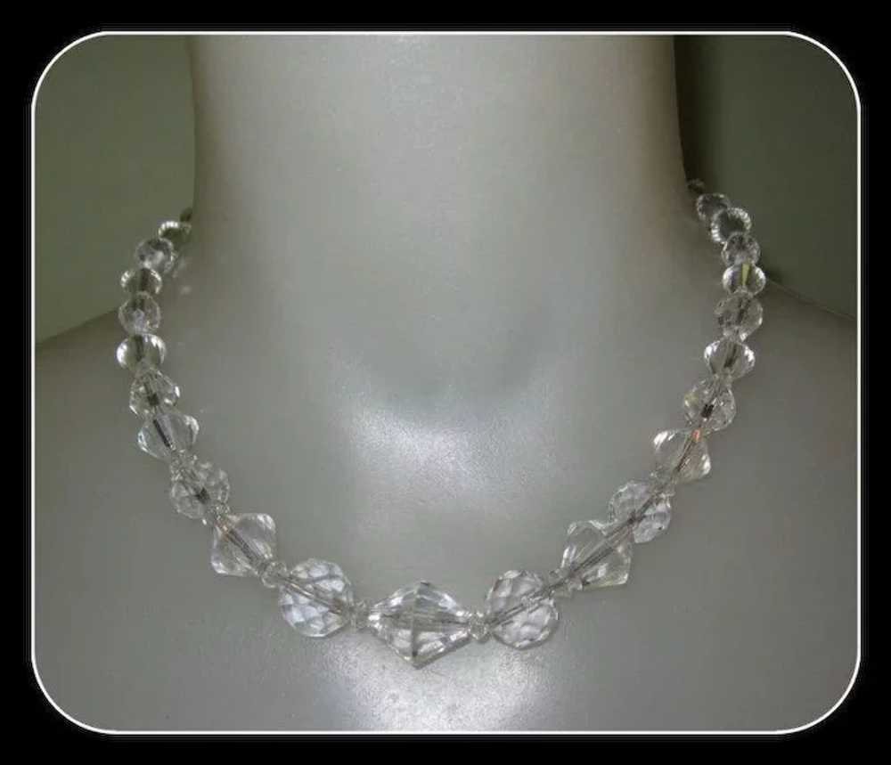 Art Deco Crystal Necklace, Vintage 1920's Faceted… - image 3