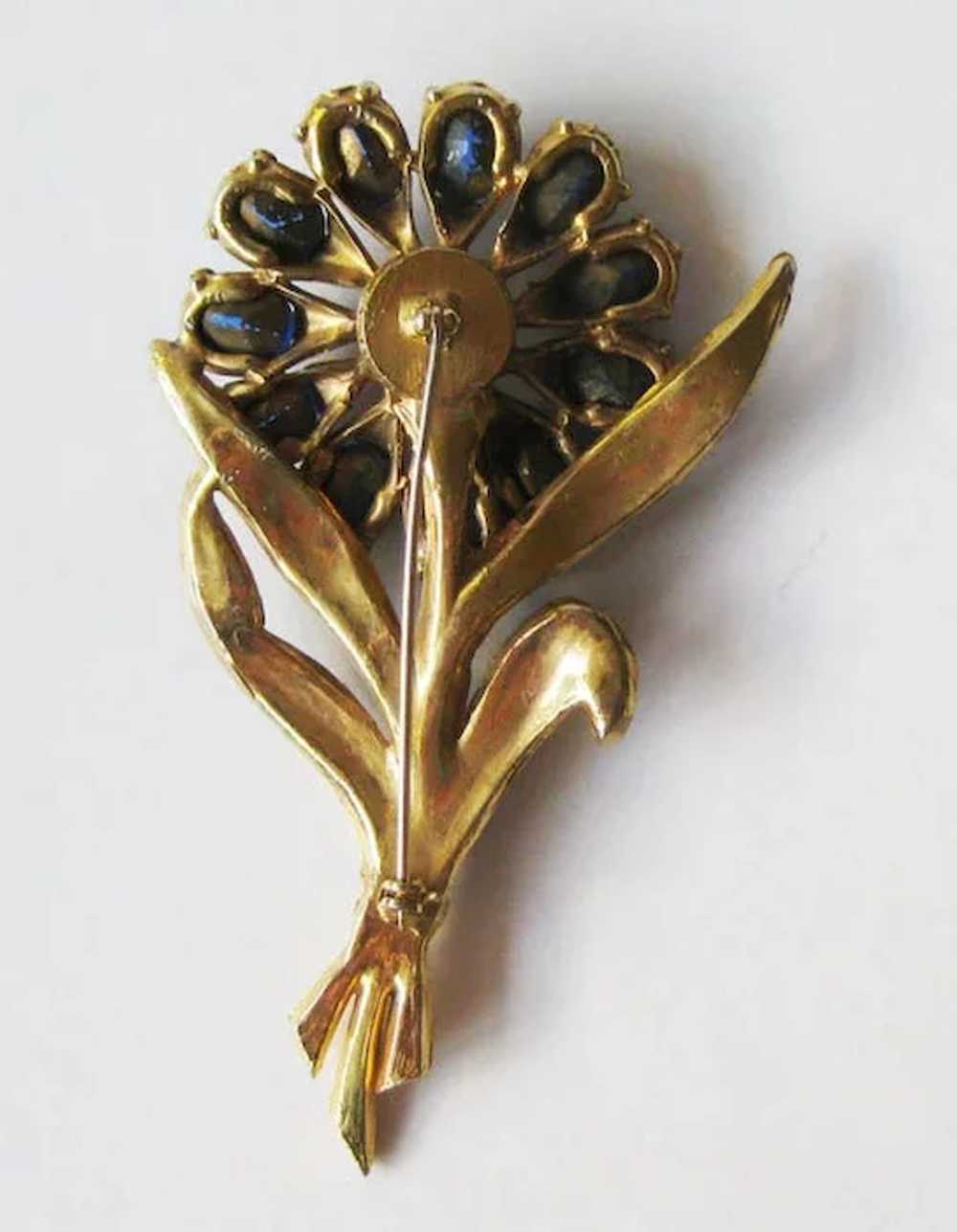 Gold-plated Base Metal Flower Brooch 1940s / Fash… - image 2