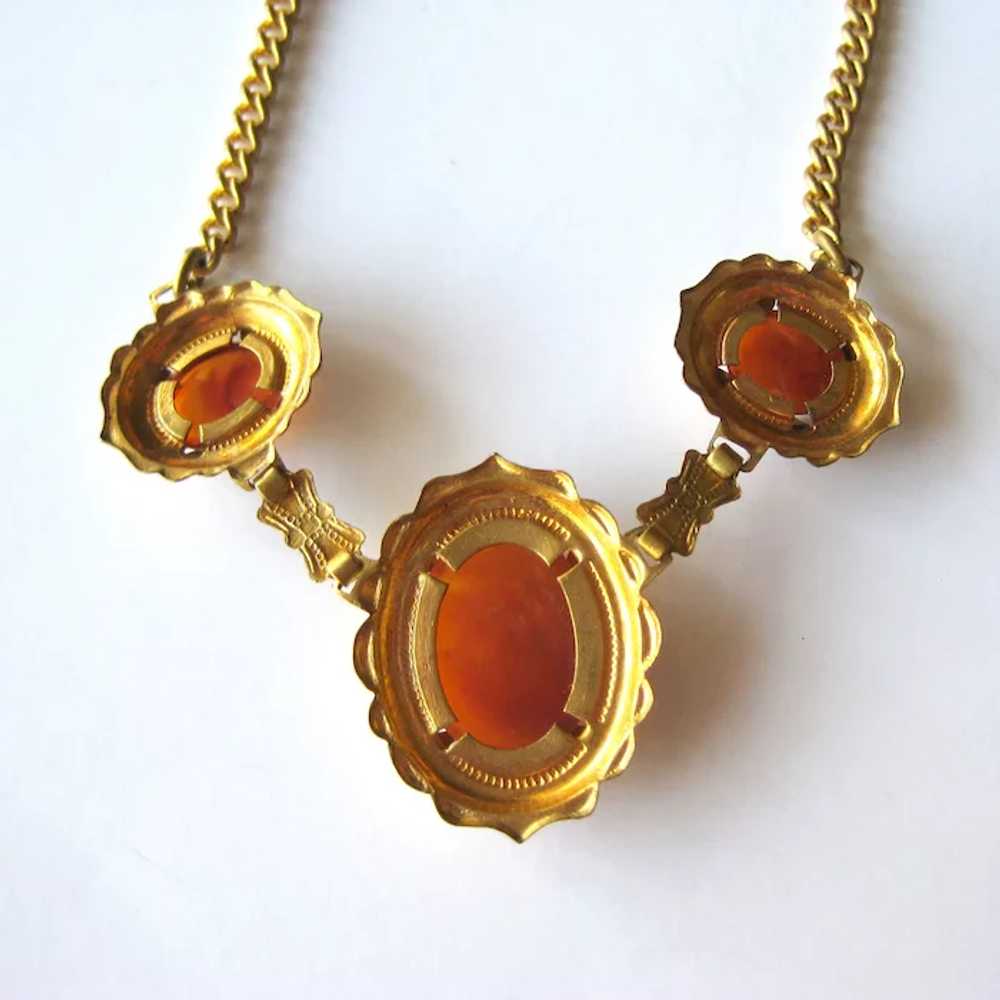 Vintage Cameo Necklace - Gold-tone Cameo Necklace… - image 4