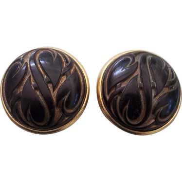 Ginnie Johansen GJD Designer Earrings Black Lucit… - image 1