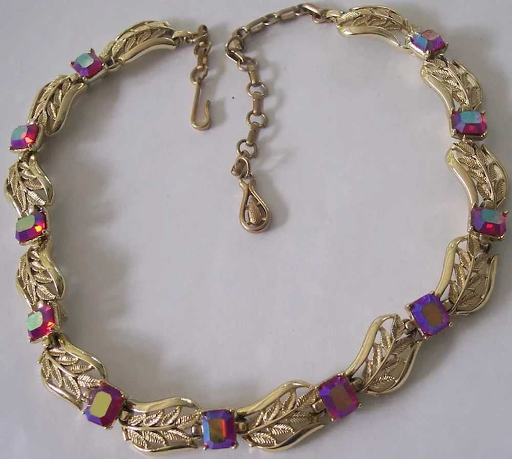 Coro Raspberry AB Rhinestone Necklace & Earrings … - image 5
