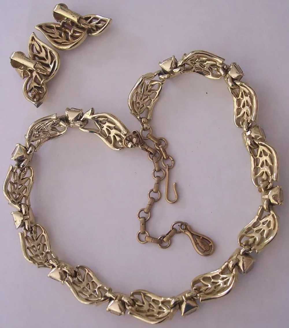 Coro Raspberry AB Rhinestone Necklace & Earrings … - image 7