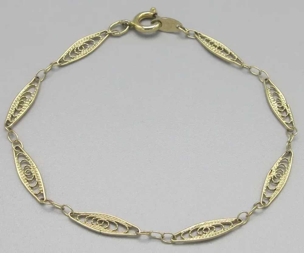 Delicate Trifari Gold tone Filigree Bracelet - image 3