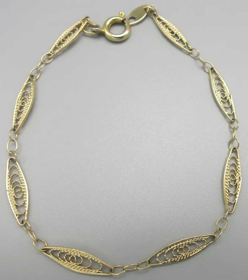 Delicate Trifari Gold tone Filigree Bracelet - image 5