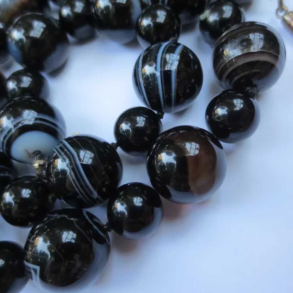 Victorian Scottish Banded Agate Beaded Necklace S… - image 4
