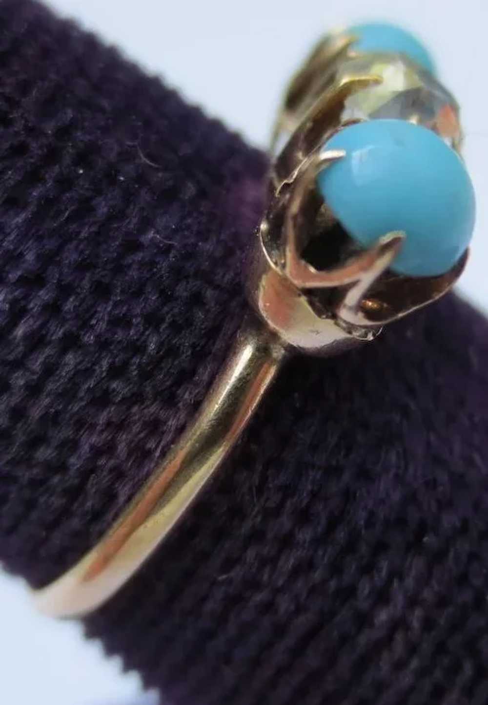 Antique Persian Turquoise & Diamond Victorian 14k… - image 2